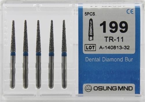 Diamond Burs, Taper Round Shape, Standard Grit Multi-Use 199Tr-11 - Osung USA