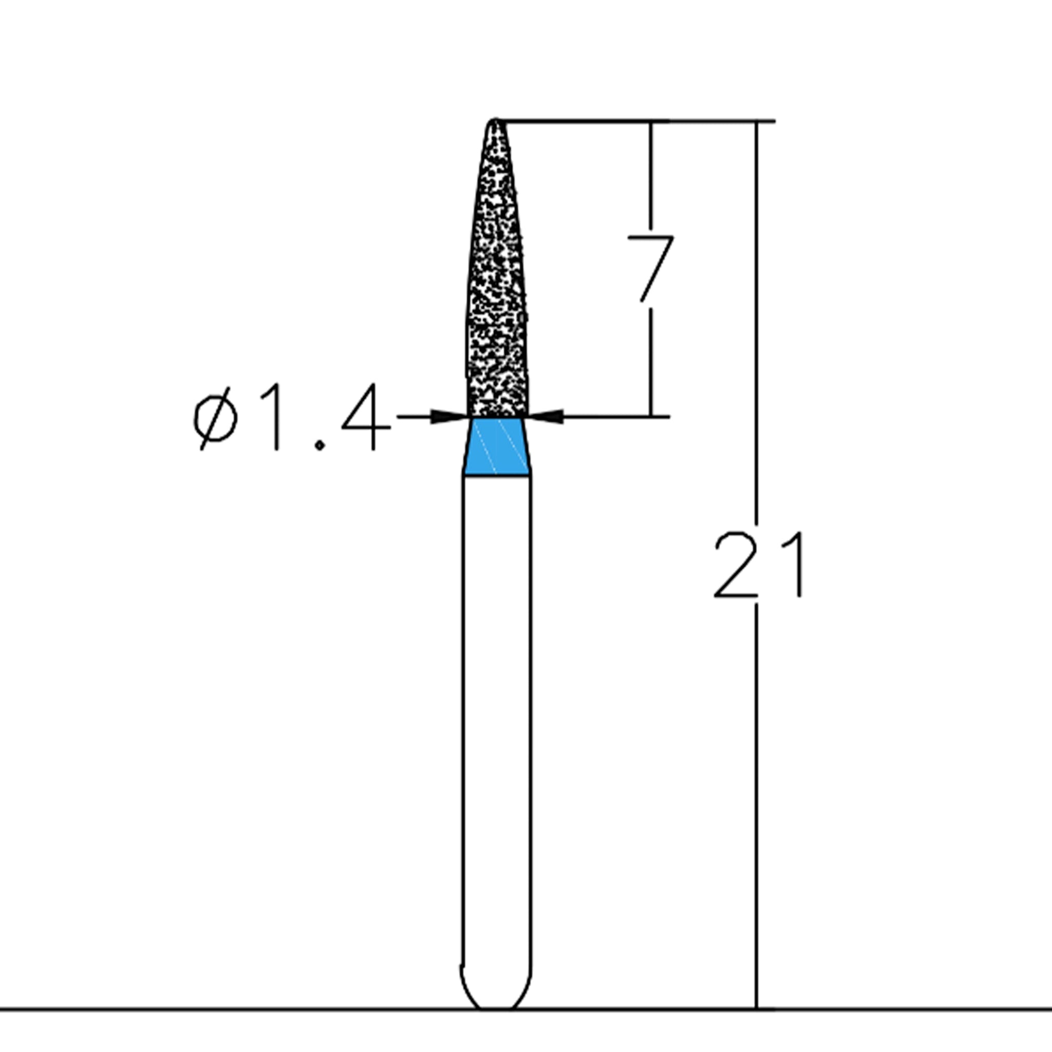 Cylindrical, End Cutting Only 1 mm Dia. Fine Grit Diamond Cylindrical, End Cutting Only 1 mm Dia. Fine Grit Diamond