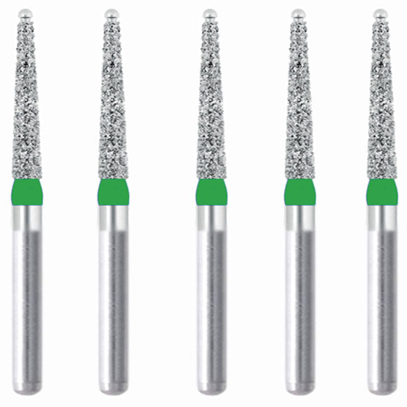 Conical, Dome End, Side-Cutting Only Diamond Bur, 16µm dia, Coarse Grit, FG Shank, 5/Pack