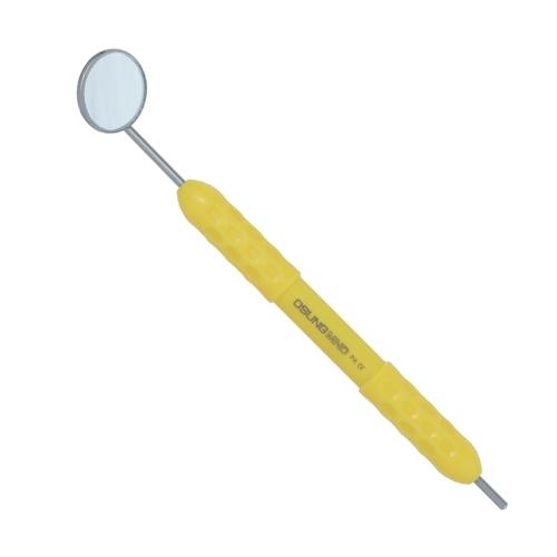 Dental Mirror, Softgrip Handle, Simple Stem, Yellow, 5/pack - Osung USA