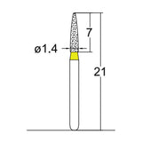 245.14EF1, Cylindrical, Ogival End, 1.4 mm Dia,  Extra Fine Grit Diamond Bur, 5 per pack - Osung USA