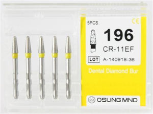 Diamond Burs, Taper Round Shape, Extra Fine Grit Multi-Use 196Cr-11Ef - Osung USA