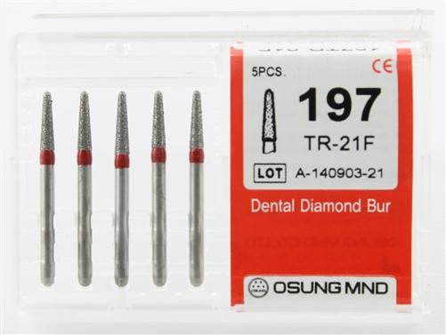 Diamond Burs, Taper Round Shape, Fine Grit Multi-Use 197Tr-21F - Osung USA