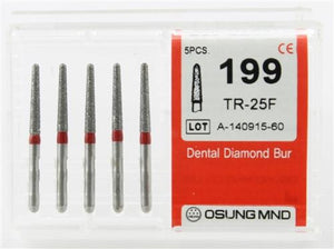 Diamond Burs, Taper Round Shape, Fine Grit Multi-Use 199Tr-25F - Osung USA