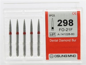 Diamond Burs, Flame Ogival Shape, Fine Grit Multi-Use 298Fo-21F - Osung USA