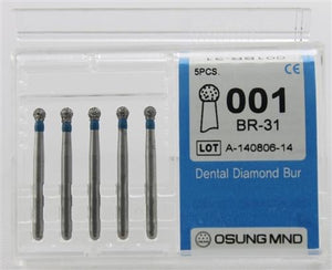Diamond Burs, Ball Round Shape, Standard Grit Multi-Use 001Br-31 - Osung USA