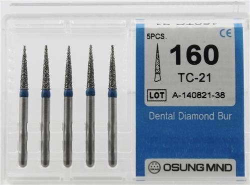 Diamond Burs, Taper Conical Shape, Standard Grit Multi-Use 160Tc-21 - Osung USA