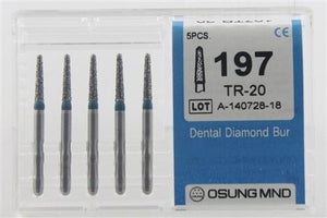 Diamond Burs, Taper Round Shape, Standard Grit Multi-Use 197Tr-20 - Osung USA