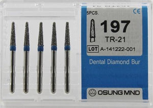 Diamond Burs, Taper Round Shape, Standard Grit Multi-Use 197Tr-21 - Osung USA