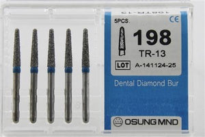 Diamond Burs, Taper Round Shape, Standard Grit Multi-Use 198Tr-13 - Osung USA