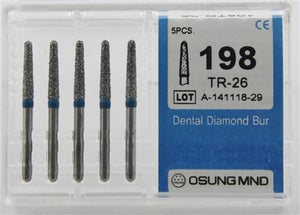 Diamond Burs, Taper Round Shape, Standard Grit Multi-Use 198Tr-26 - Osung USA
