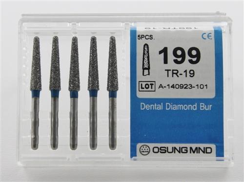 Diamond Burs, Taper Round Shape, Standard Grit Multi-Use 199Tr-19 - Osung USA