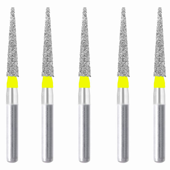 164.10EF2, Conical Pointed, Slender, 1 mm Dia,  Extra Fine Grit Diamond Bur, 5 per pack - Osung USA