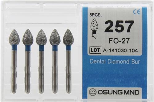 Diamond Burs, Flame Ogival Shape, Standard Grit Multi-Use 257Fo-27 - Osung USA