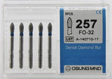 Diamond Burs, Flame Ogival Shape, Standard Grit Multi-Use 257Fo-32 - Osung USA