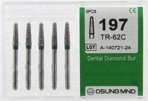 Diamond Burs, Taper Round Shape, Coarse Grit Multi-Use 197Tr-62C - Osung USA