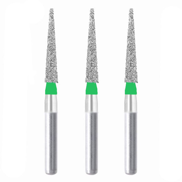 164.16C2, Conical Pointed, Slender, 1.6 mm Dia,  Coarse Grit Diamond Bur, 3 per pack - Osung USA