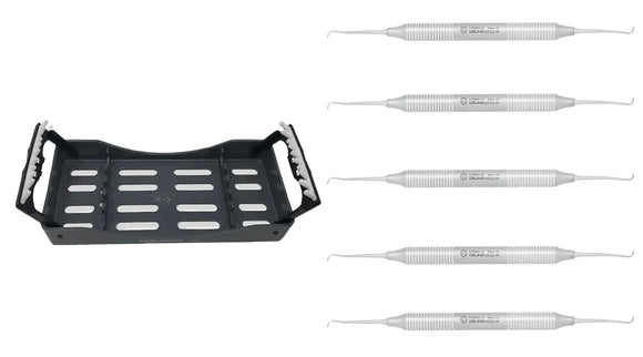 Dental Scaler SMS1-2 Light wt. metal Handle, 5 pc set - Osung USA 