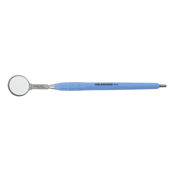 Mouth Mirror, Front Surface Double Side,Cone Socket No. 4, 22mm dia, Blue Handle, EA - Osung USA 